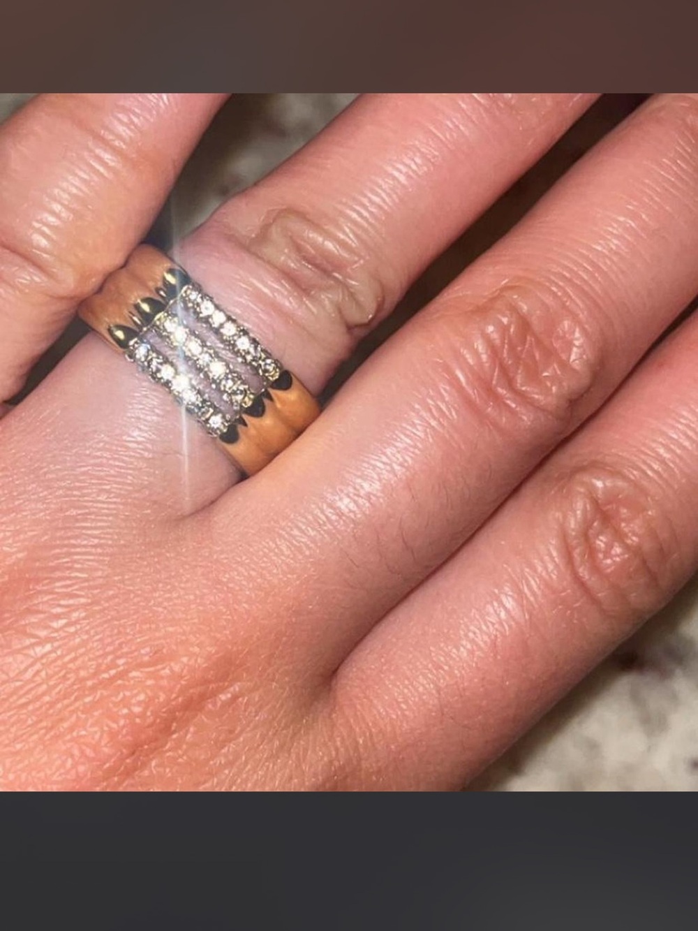Gold diamond rhinestone ring size 7